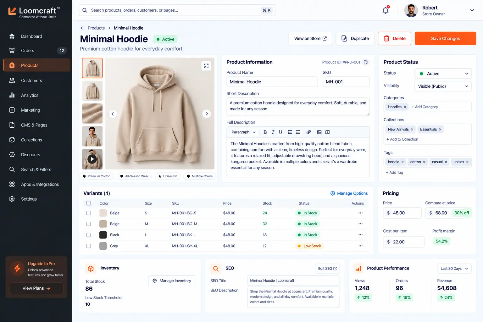 Loomcraft product detail page on the rebuilt headless e-commerce storefront